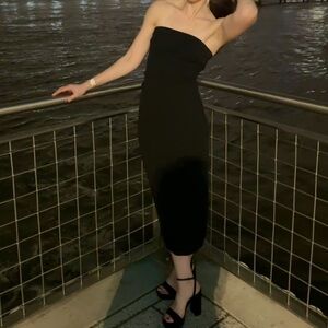 Babaton Black Strapless Maxi Dress